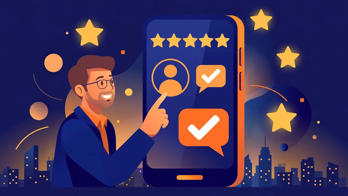 How to Respond to Negative Google Reviews: Templates & Tips for Saudi Businesses (2026) 1 Flat vector illustration of a business owner replying to customer star ratings on a smartphone