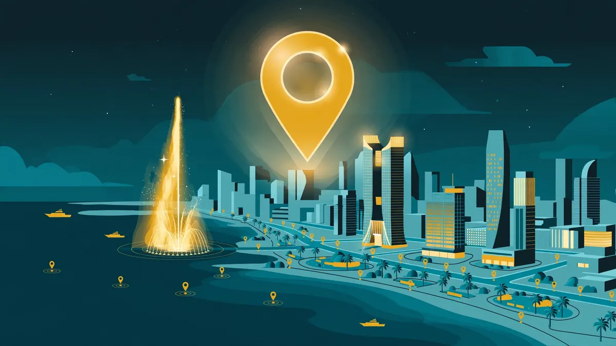 Local SEO Services in Jeddah 1 Local SEO Jeddah — Jeddah Corniche and King Fahd Fountain with map location pin