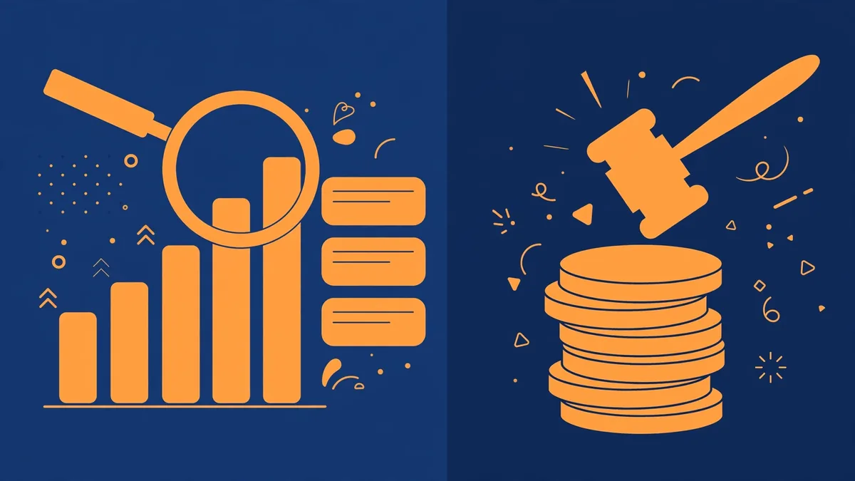 Flat vector illustration comparing three marketing channels with bar charts on navy
