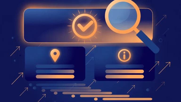 What Is Zero-Click Search? (And How to Win It) 3 Flat vector illustration of a search results page with an answer box, map pin card, and magnifying glass