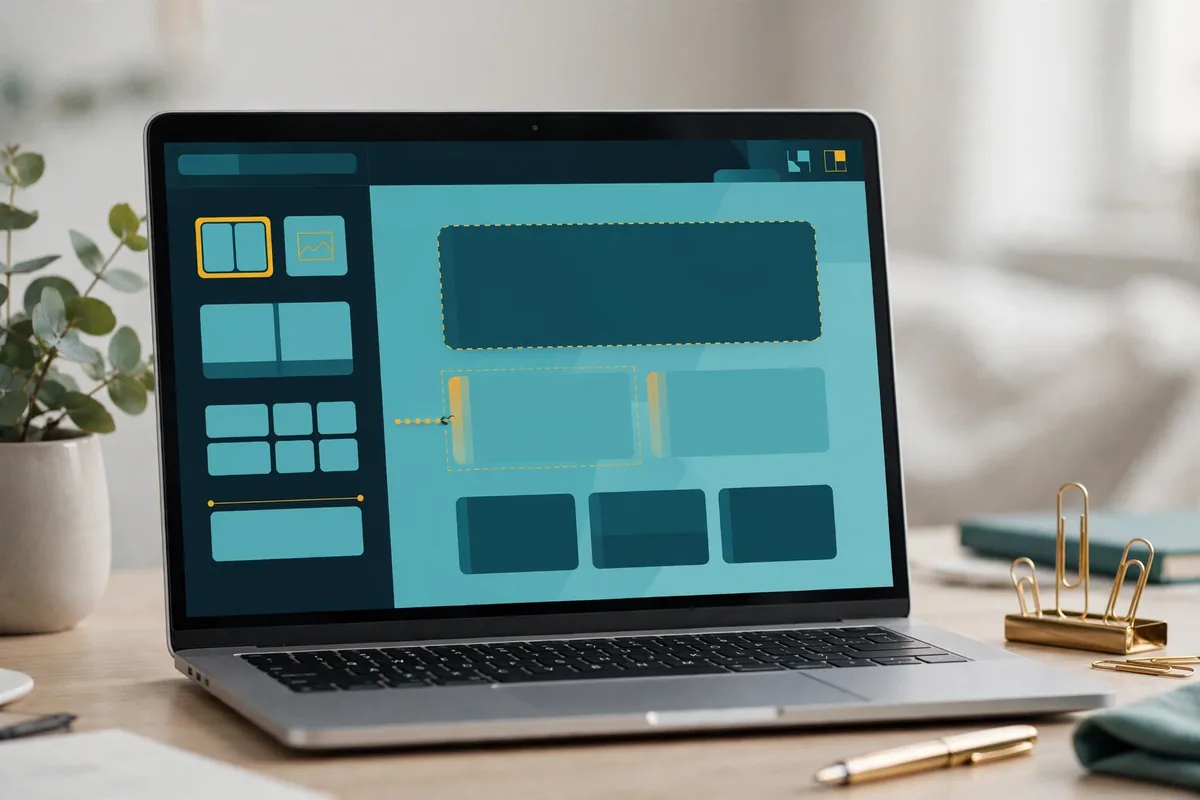 WordPress website design block editor on a laptop screen